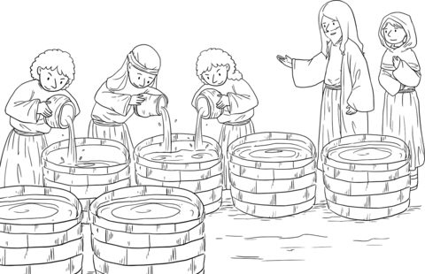 John 2 6 8 Marriage And Wine Coloring Page